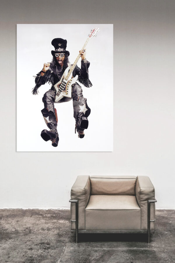 Künstlerisches Portrait „Bootsy Collins“ von Berry Behrendt aus dem Jahr 2002 – limitierte Edition auf Alu Dibond